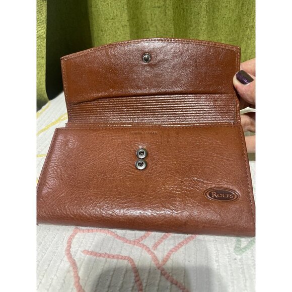 Vintage Rolfs Brown Leather Womens Checkbook Wallet With Card Slots & Snap Closu - Picture 3 of 6